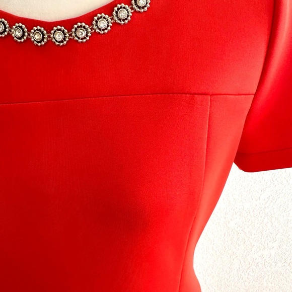 Elegant Bright Orange Short Sleeve Dress - Picture 4 of 5